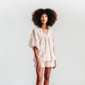 Mirth Handmade Women’s Top Cream Puff Sleeve Ruffled Blouse